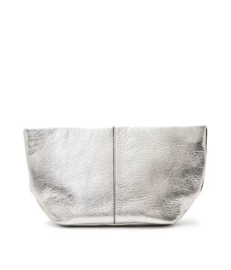 Crinkled Metallic Leather Pouch